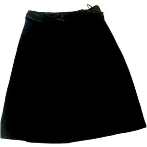 Anne Klein Skirt Black Aline Button Front With Tie Belt at Waist 14 NWT